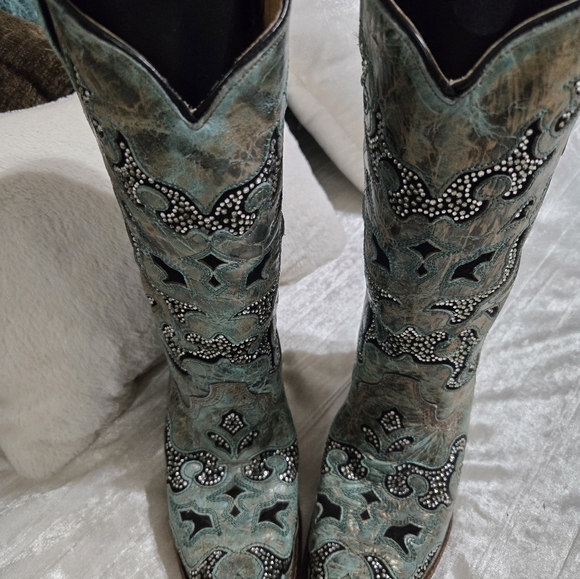 Corral Teal, Silver And Black Embellished Boots Size 8 EUC!! - Picture 7 of 12